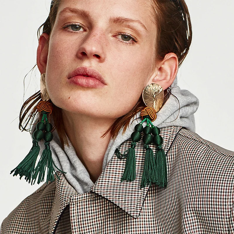 BOHO Braided PomPom Rope Knot Long Tassel Earrings Vintage Handmade Ethnic Chinese Fringes Balls For Women brincos | Украшения и