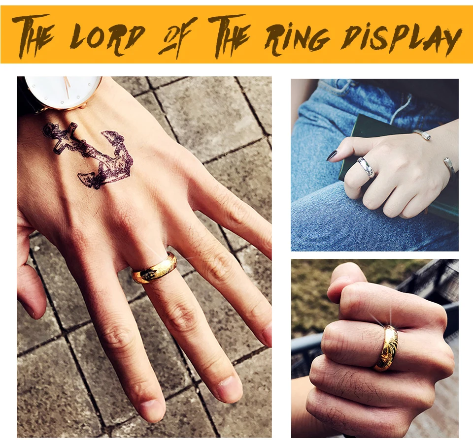 BEIER High Quality Gold Color Hobbit Gift Midi Ring Stainless Steel One Ring Of Power jewelry Ring Women and Men LR-R059