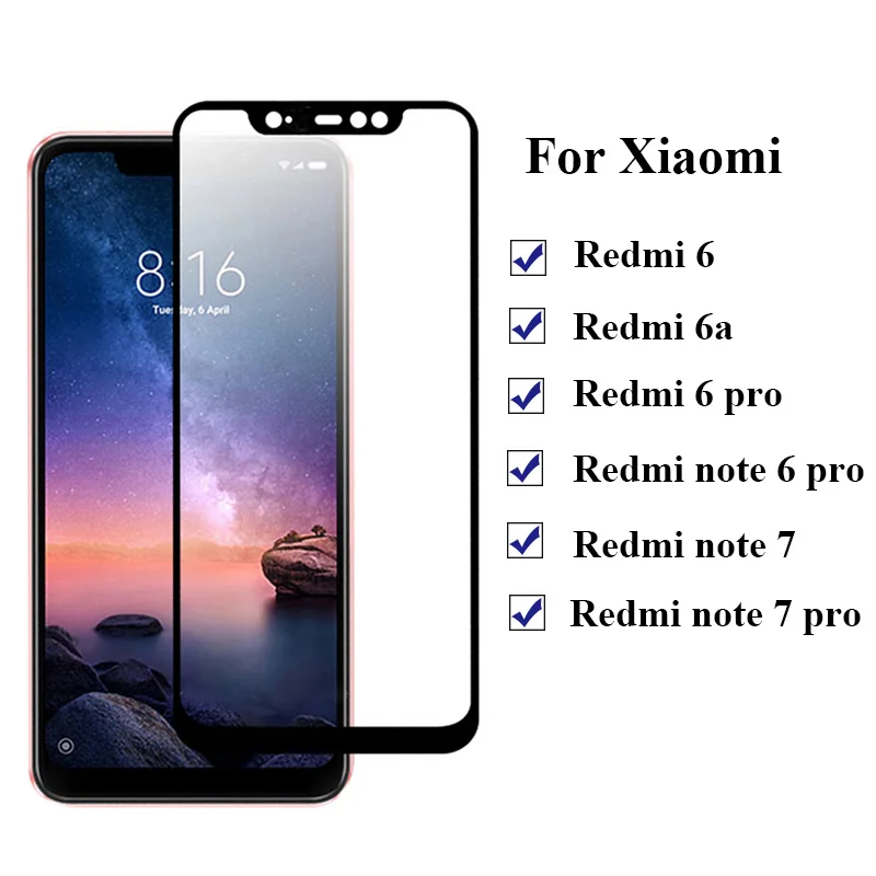 Protective glass on the for xiaomi redmi note 7 6 pro 6a ksiomi tempered armored xiomi red mi note7 note6 6pro screen protector | Мобильные