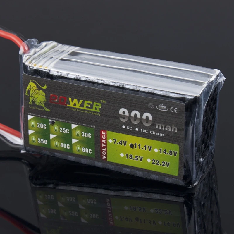 Аккумулятор Lion Power 11,1 В, 900 мА · ч, 25C, 3S, 1 шт., запасные части для радиоуправляемой модели