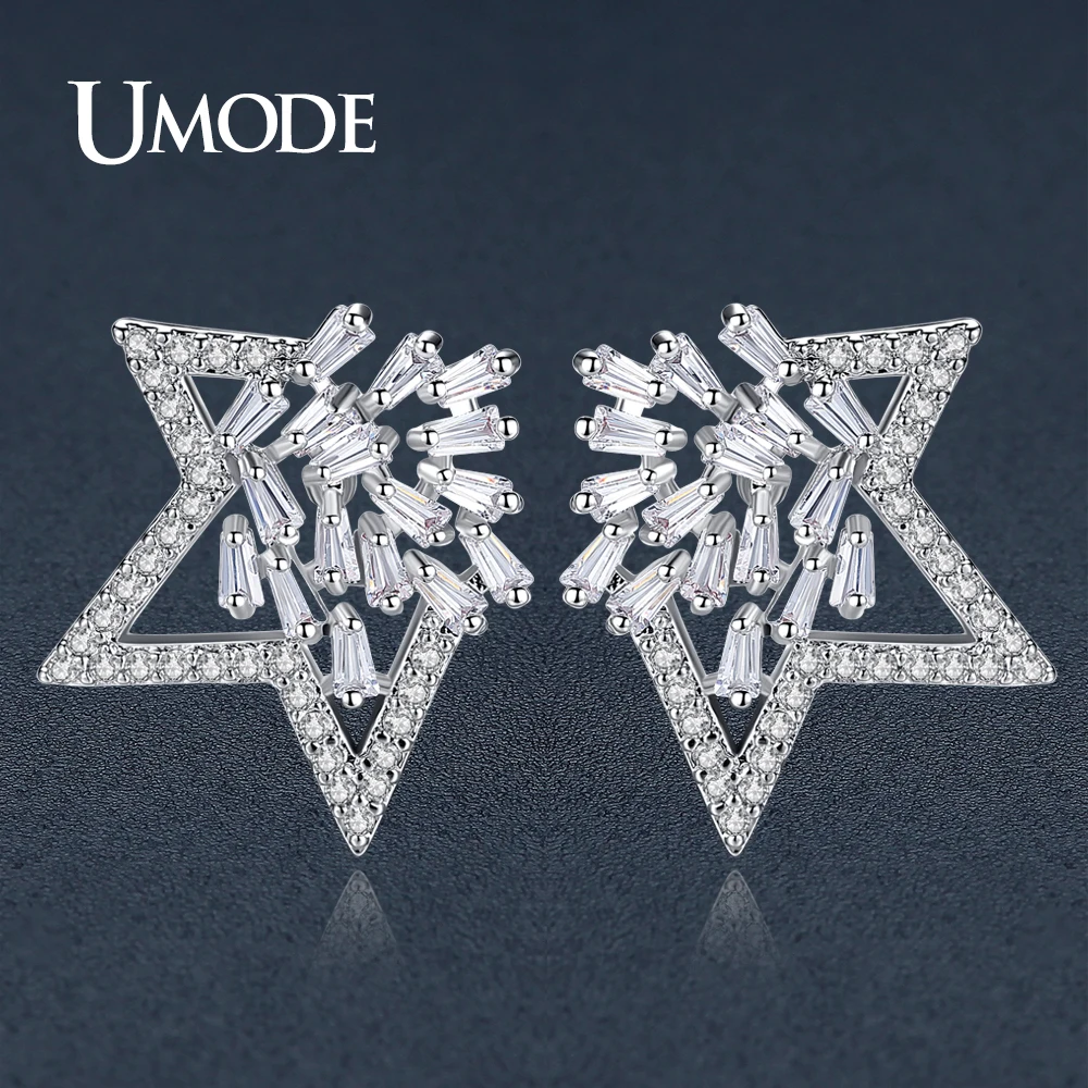 Женские серьги гвоздики с австрийскими стразами UMODE брендовые Серьги пусеты со