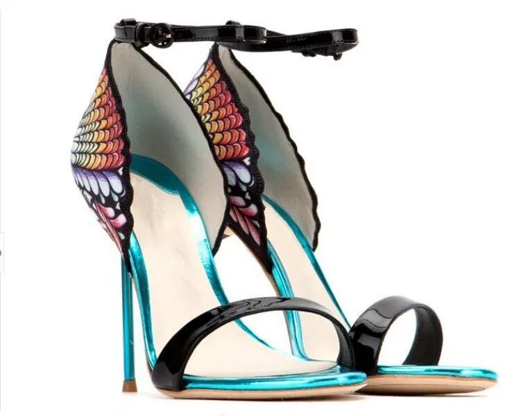 Chouodry красочные металлический ремешок женские босоножки тонкий высокий каблук