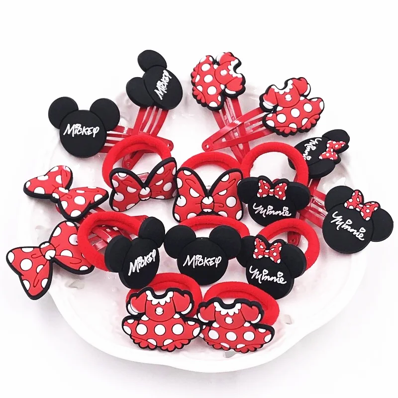 Высококачественные резинки для волос в горошек с героями мультфильмов 4 шт.