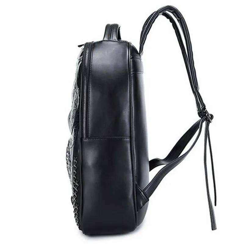 PU мужской кожаный рюкзак уникальный Путешествия 3D панк заклепки Сова Печать