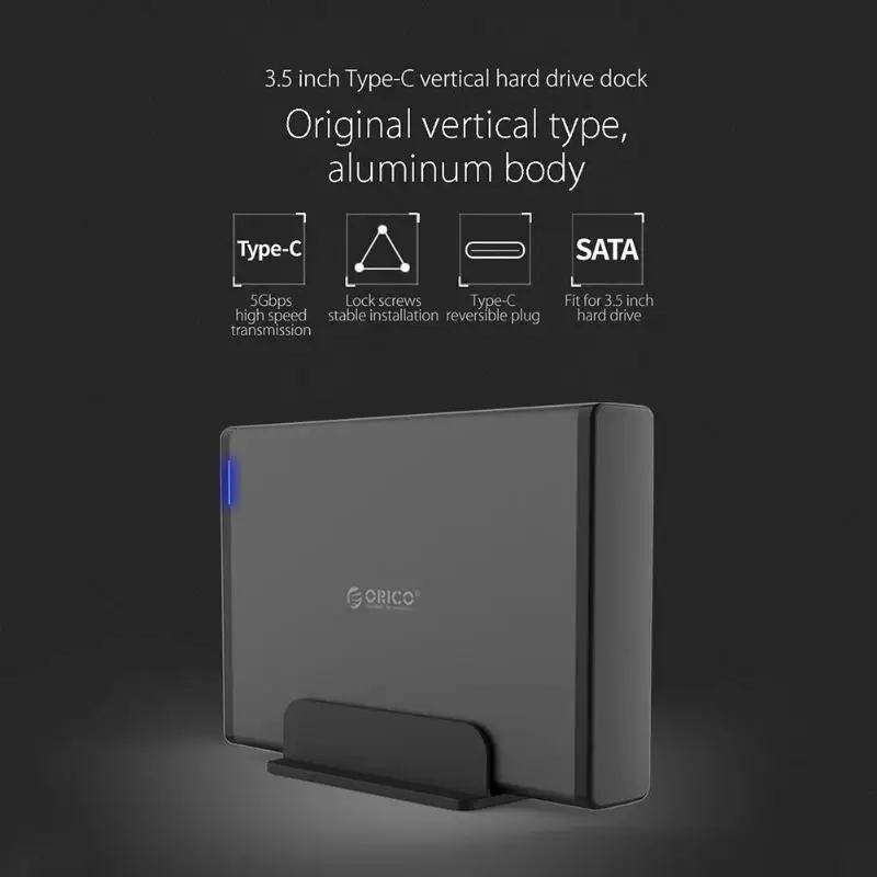 ORICO 3.5 inch SATA to USB3.1 Type-C External Case HDD SSD Hard Drive Disk HDD Enclosure Dock Storage Box 8TB Capacity