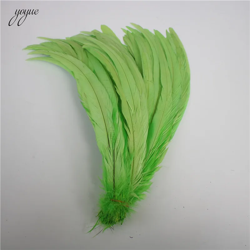 Apple green 100 шт. 35-40 см натуральный петух петушиные перья дешевые перо для ремесел Christma Diy фазана украшения из перьев - Цвет: Apple green