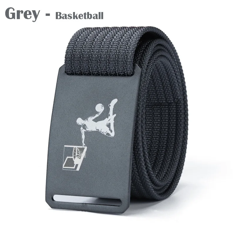 Grey Basketball Роскошный ремень мужской холщовый нейлоновый ремень в стиле милитари Дизайнерские повседневные однотонные Canvsa поясной ремень алюминиевая металлическая пряжка коричневый цвет 100To160CM - Цвет: Grey Basketball