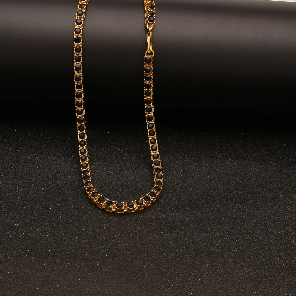 THE BLING KING 1 row 5mm AlloyTennis lovely Necklace Iced out Red Blue Black Rhinestone Gold Silver Plated Mens Hip Hop Jewelry | Украшения