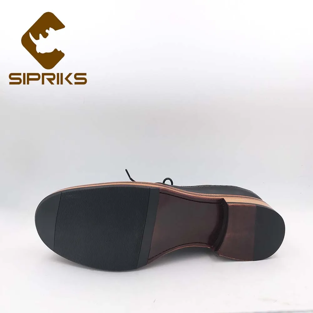Мужские классические туфли Sipriks из телячьей кожи с круглым носком ботинки броги