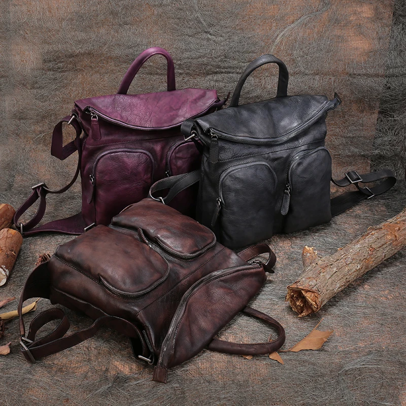 FCTOSSR 14 дюймов школьные сумки для ноутбука Ретро стиль первый слой кожи женский