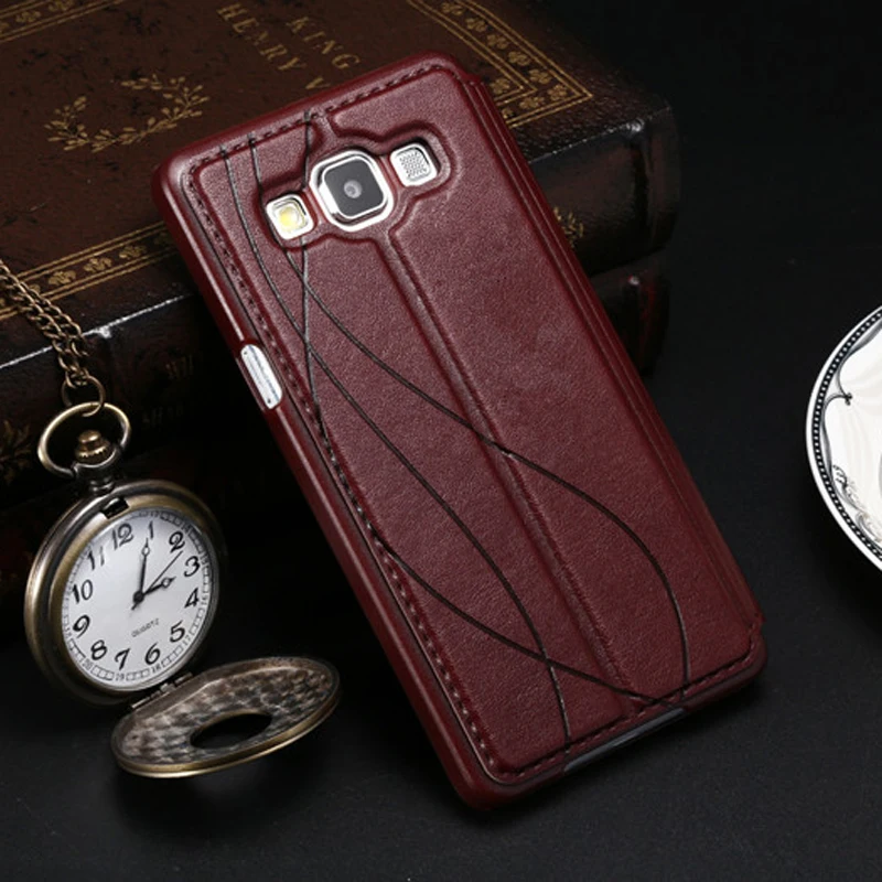 Флип кейс с окошком для Samsung Galaxy A3 A5 2015 2016 A300 A310 A320 A500 A510 A700|case for samsung galaxy|case samsungleather
