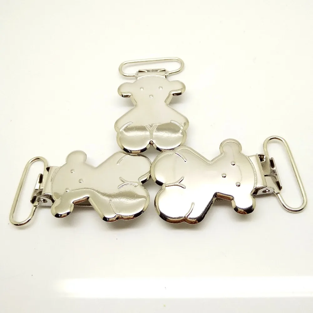 

300pcs per lot 1" metal pacifier suspender clips bright nickel color wholesale enamel suspender clips