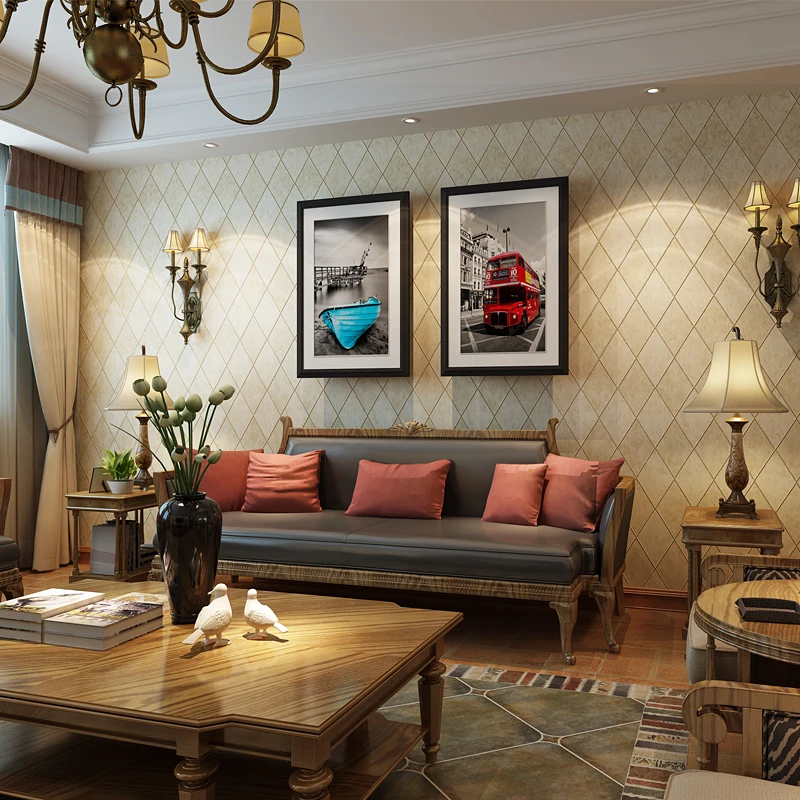 Beibehang Papel de parede Бронзированная Американская деревня 3D стерео жемчуг квадратная