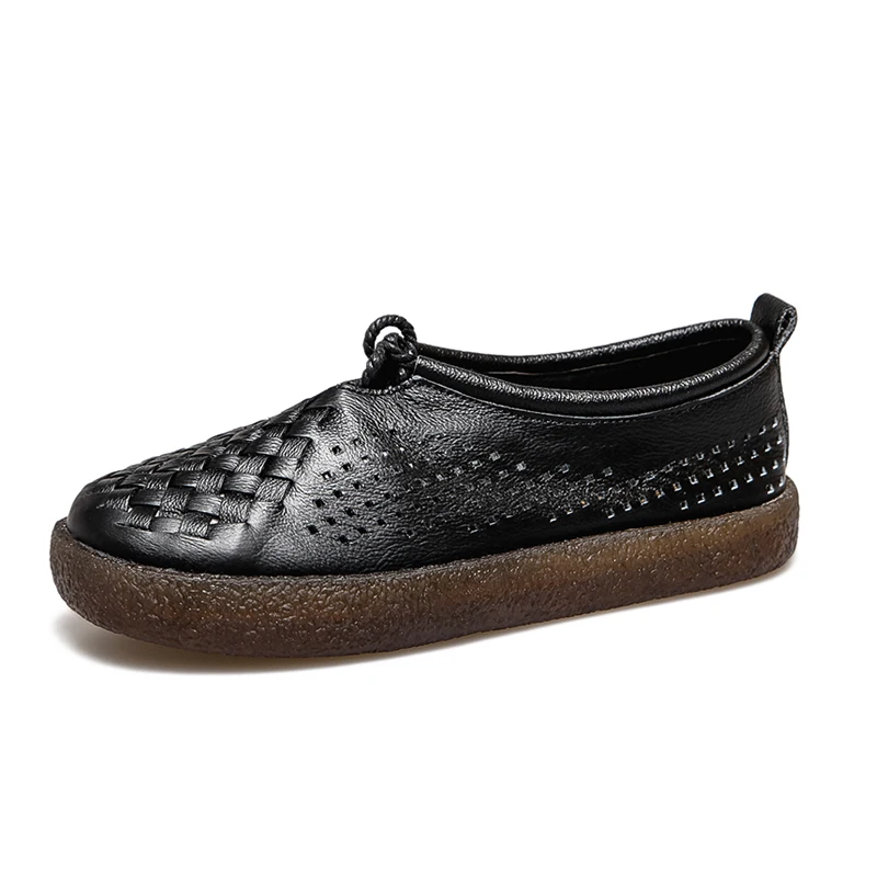 

GKTINOO Women Flat Shoes Lace Up Moccasins Soft Genuine Leather Ladies Shoes Handmade Flats Hollow Casual Women Shoes