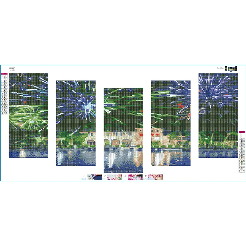 Seaside City Fireworks View 5D Home Decor Combination Diamond Painting Cross Stitch Room Mosaic Embroidery | Дом и сад