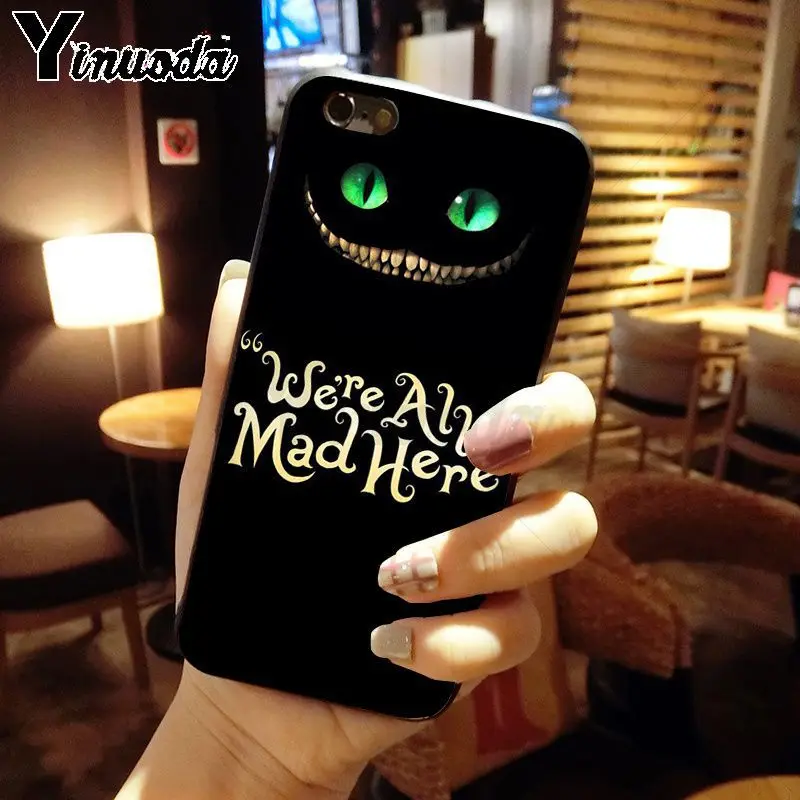 Yinuoda Алиса в стране чудес Черный силиконовый мягкий чехол для телефона iPhone X XS MAX 6