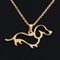 skqir lovely gold color little hollow dachshund choker new cute puppy dog pendant necklaces for men women jewelry children gift