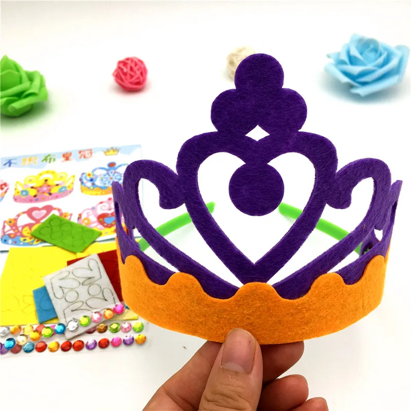 Happyxuan 6 шт. Изготовление DIY войлок ручной работы игрушки для детского дня рождения корона ручной наборы для ремесла аксессуары для шляпы для девочек детский сад