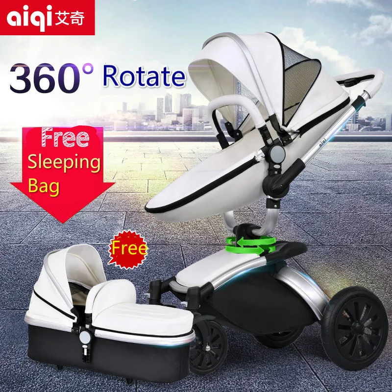 Коляска Aiqi 2 в 1 с корзиной для новорожденных поворотом на 360 градусов|stroller