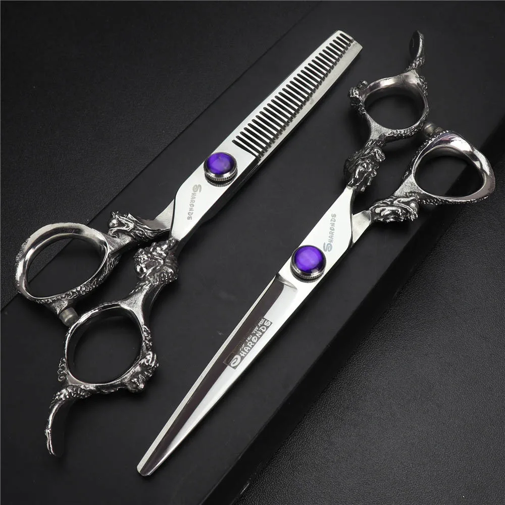 5.5inch 2pc Sharonds Ножницы Парикмахерские парикмахерские 5,5 6 дюймов ножницы Профессиональные ножницы парикмахерские принадлежности фиолетовый дракон makas - Цвет: 5.5inch 2pc