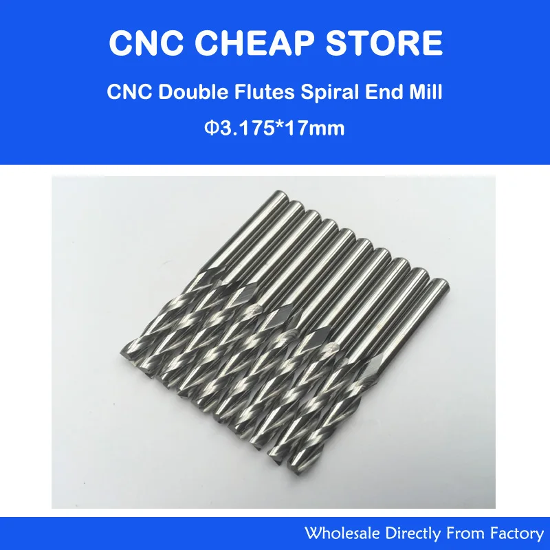 

10pcs Double Flute Carbide Cutters CNC Router Bits 3.175 *17mm