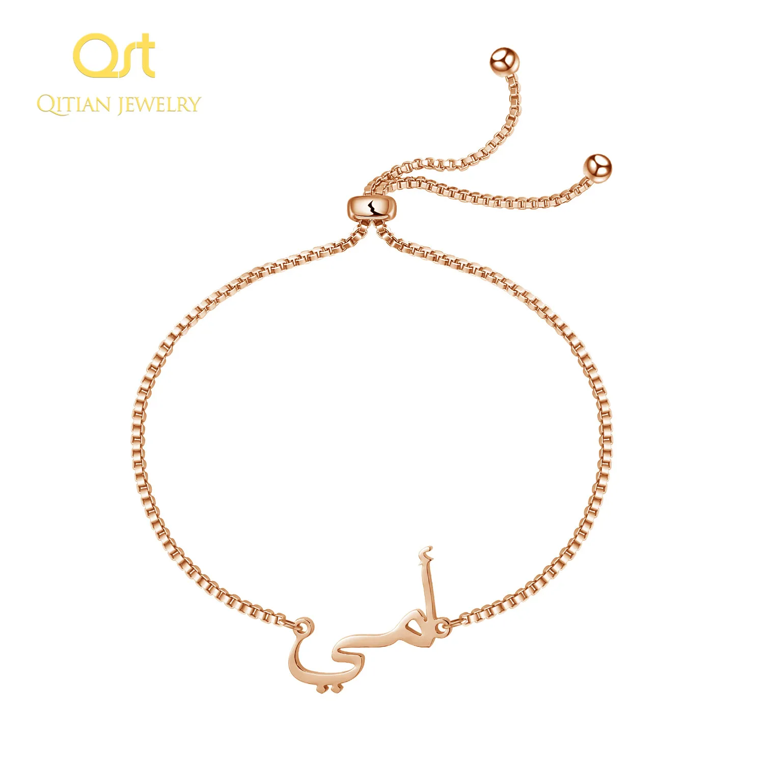 Rose Gold color Персонализированные пользовательские арабское имя браслет почерк подписи для женщин и детей ювелирные изделия браслеты из нержавеющей стали подарки для женщин - Окраска металла: Rose Gold color