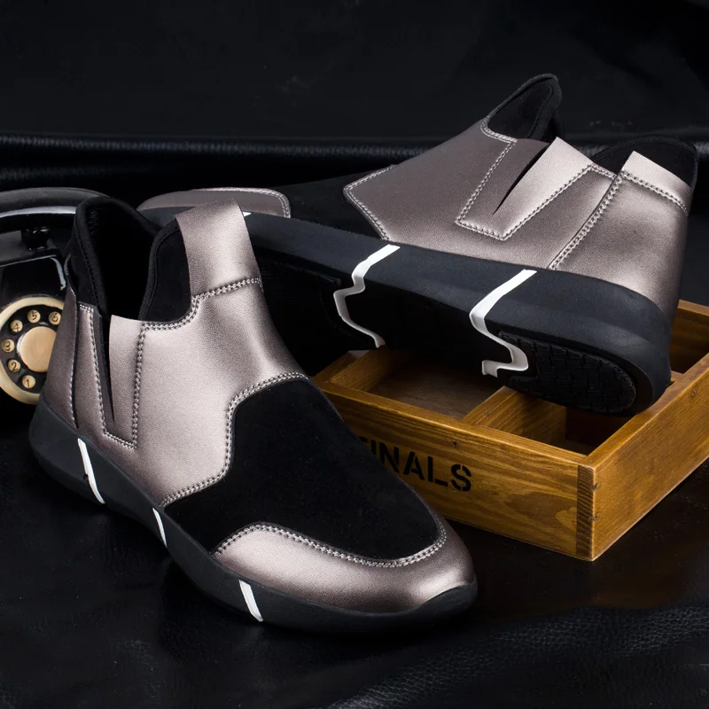 2017 Высокое Качество Мода Мужские Высокого Верха Обуви Теплые Кожа Черный