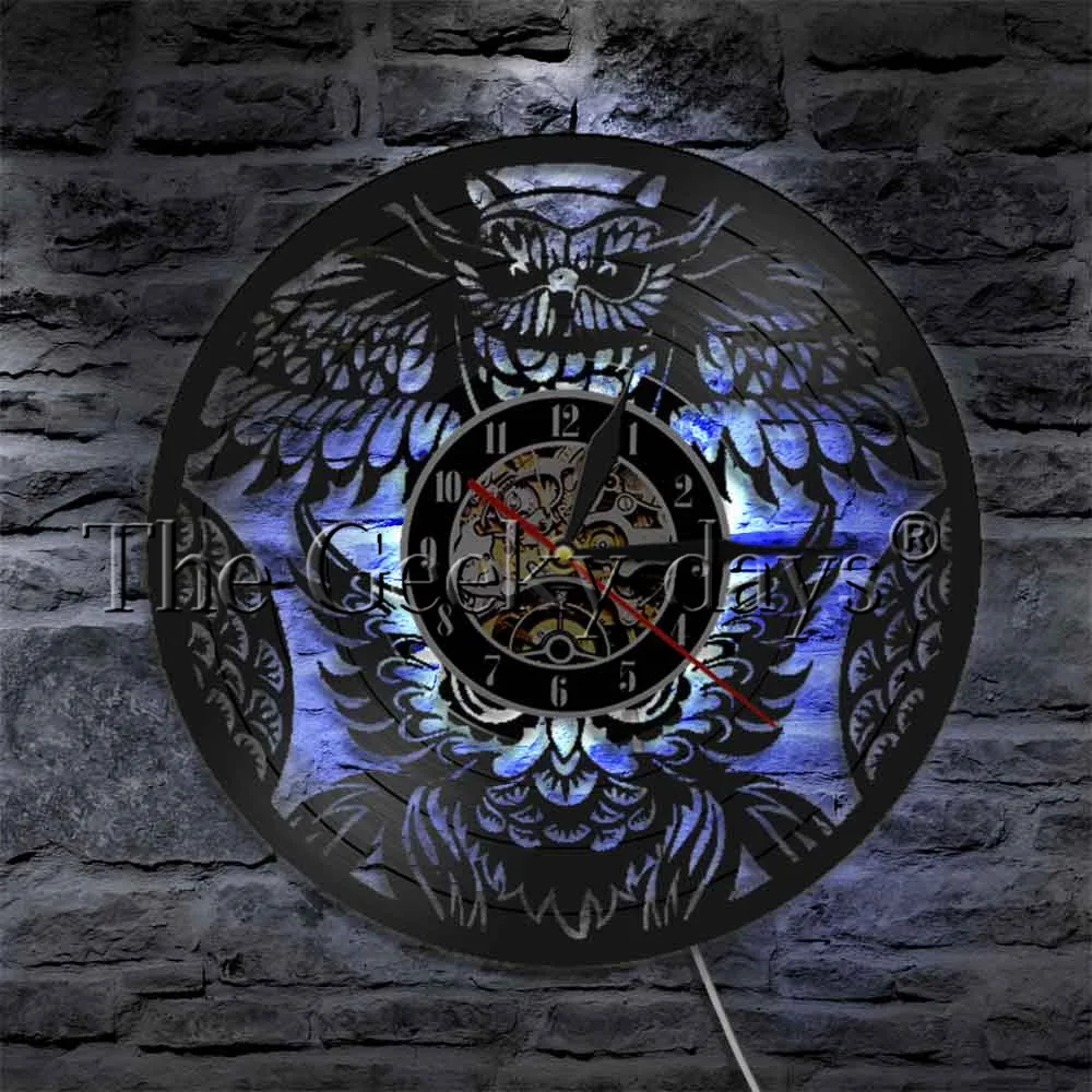 С рисунком совы дизайнерские настенные часы винил LP запись учета рабочего