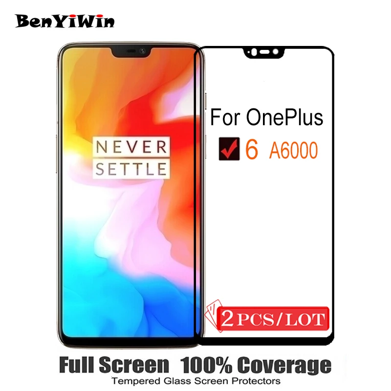 2 шт Полное покрытие из закаленного стекла для OnePlus 6 6,2" протектор экрана 9 H на защитный стеклянный чехол для 1+ 6 A6000 пленка
