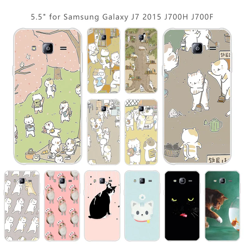Для Samsung Galaxy J7 2015 Мягкий ТПУ прозрачный силиконовый чехол для телефона CuteCat 5