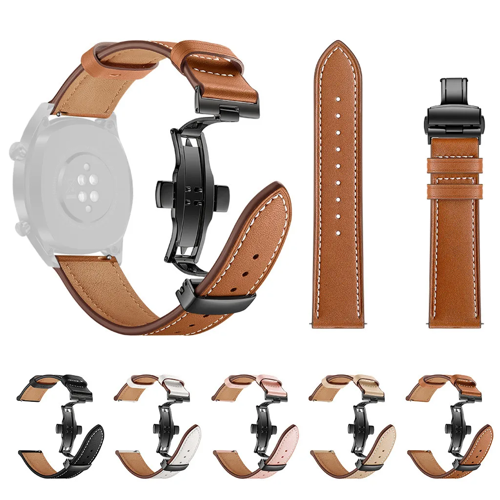 Умные часы Smartband с черной бабочкой, кожаный ремешок для наручных часов, ремешок для huawei GT Watch 22 мм, умные часы, ремешки