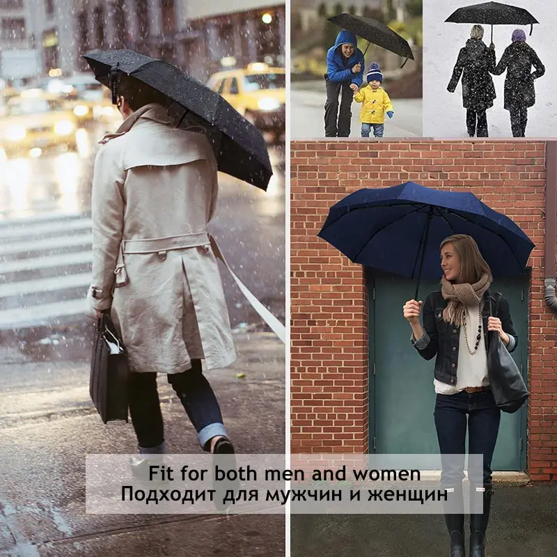 

10K Automatic Large 3Folding Umbrella Wind Resistant Rain Women For Men Gift Black Coating 10K Parasol Travel Business Windproof