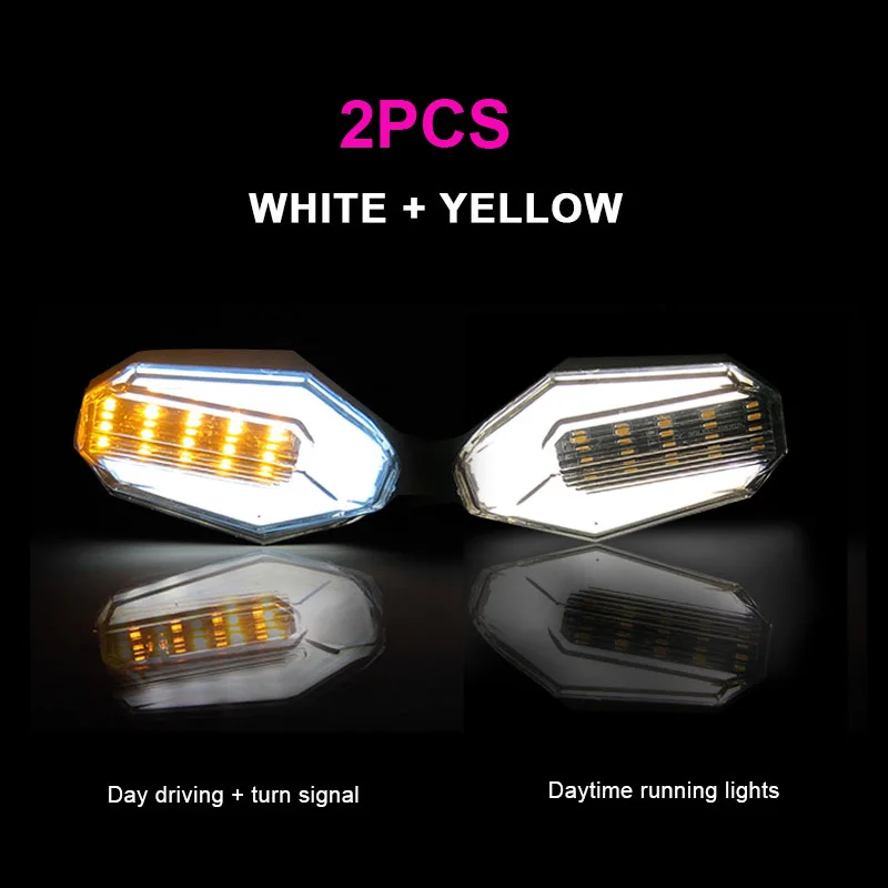 white 2pcs VooVoo двойной Янтарный светодиодный светильник для мотоцикла с сигналом поворота DRL, дневные ходовые огни, светящиеся мигалки, аксессуары для мотоциклов - Цвет: white 2pcs