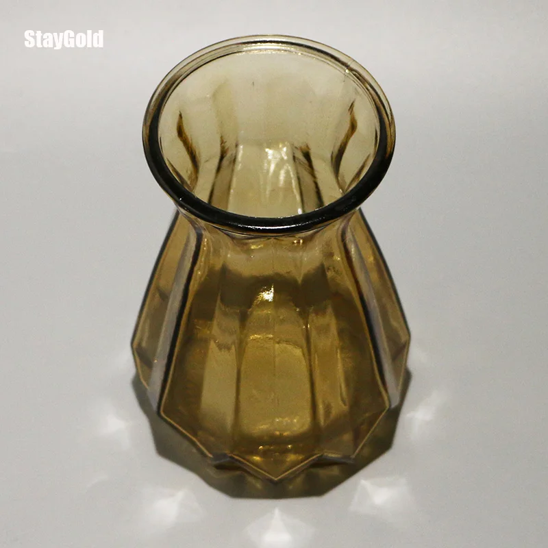 StayGold Стекло Ваза синий фиолетовый серый вертикальное ребро бутылка с цветами 18 5