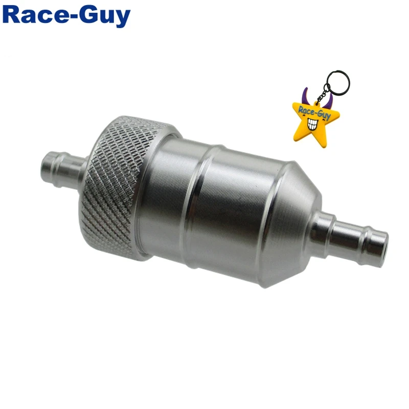 Серебристый алюминиевый топливный фильтр 1/4 дюйма для квадроцикла мотоциклиста