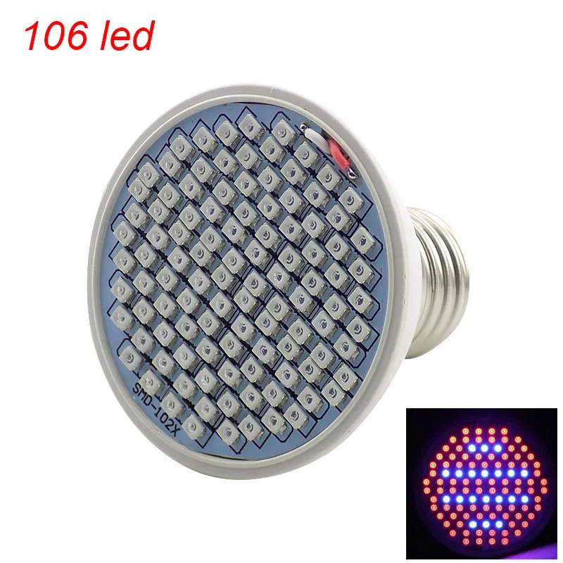 106 led Полный спектр E27 лампа для выращивания растений 200 Светодиодная лампа для выращивания растений для внутреннего посева сада цветок растительный Гидропоника теплица - Испускаемый цвет: 106 led