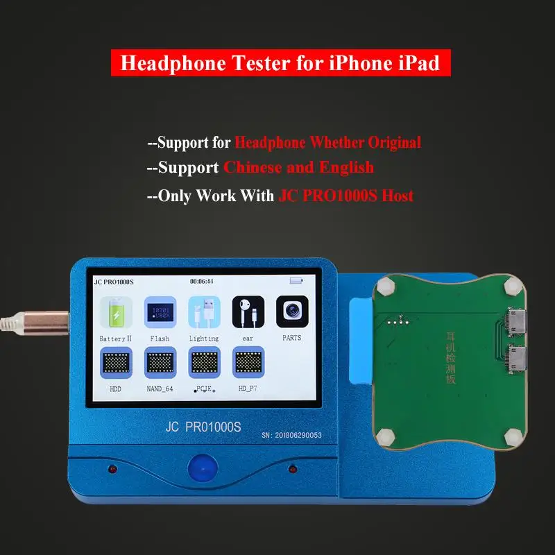 Тестер для наушников JC Pro1000S оригинальные инструменты проверки кабелей iPhone