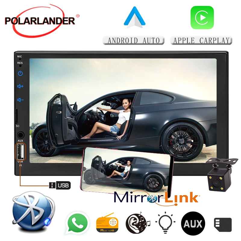 Автомагнитола с сенсорным экраном Android 7 для apple carplay Mirror Link MP5 плеер IOS мультимедиа