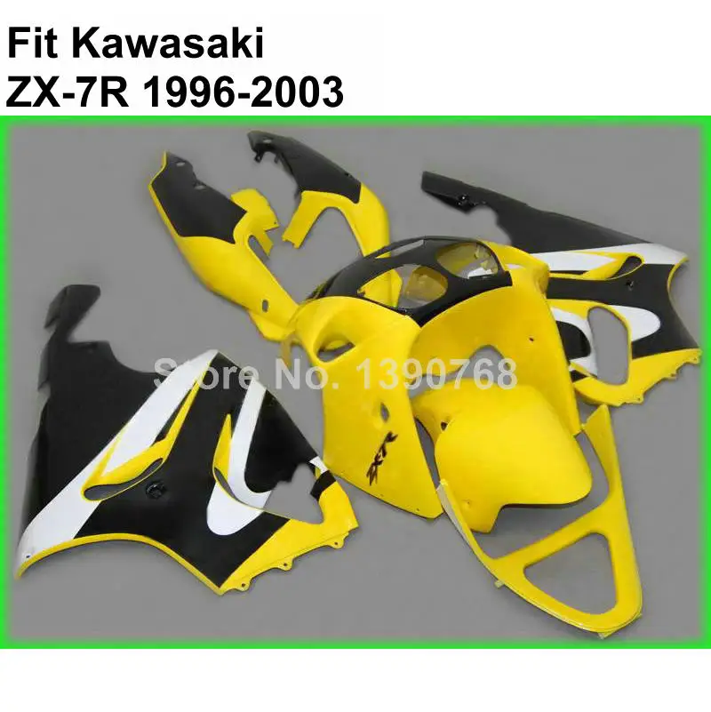 Высокое качество ABS обтекатель комплект для 96-03 Kawasaki ZX 7R желтые Обтекатели ninja