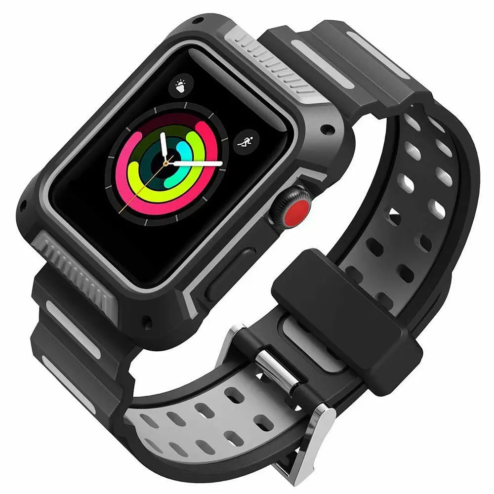 Dual Color Silicon Strap with TPU Protector for Apple Watch 44mm Cover Case iWatch Series 4 | Наручные часы