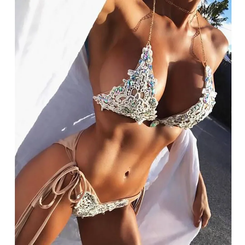 Новинка 2019 года Европа и США новый алмаз разноцветный ремень бикини сексуальная