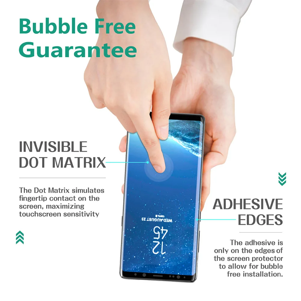 auckly For Samsung note 8 Screen Protector Full Coverage Curved Tempered Glass Film for | Мобильные телефоны и аксессуары