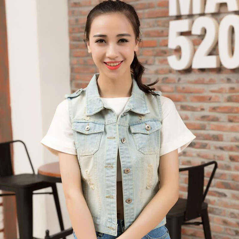 Женский короткий топ винтажный с дырками на кнопках|denim tank|women crop topwomen fashion top |