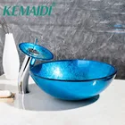 Раковина из закаленного стекла с изображением облаков, для ванной комнаты