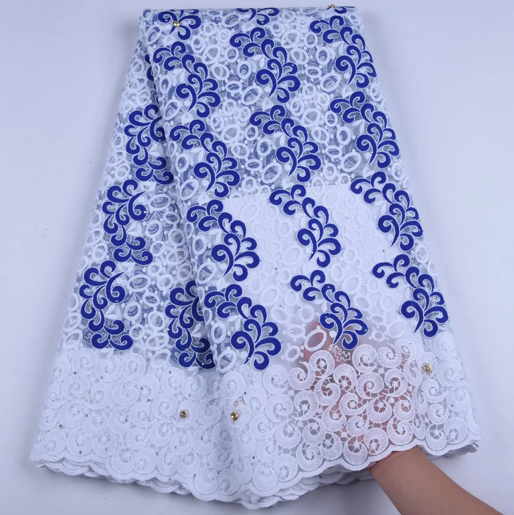 

African Tulle Net Lace Fabric For Women Dress Cheap Price Nigerian Lace Fabrics Royal Blue Milk Silk African Lace Y1630