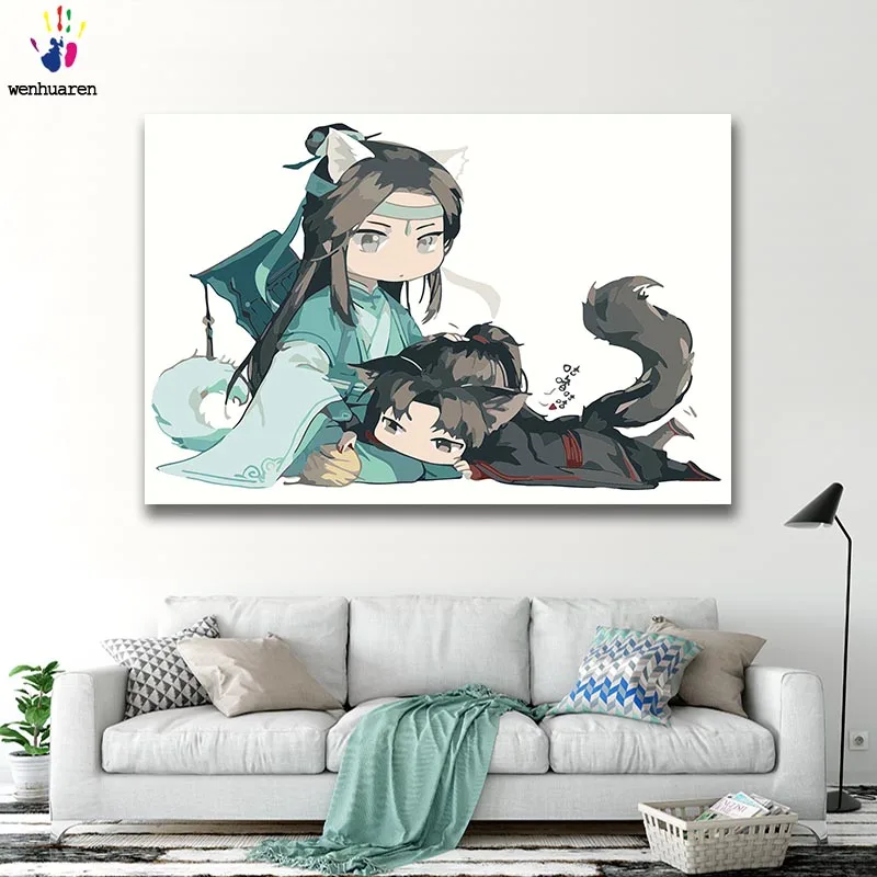 DIY Coloring paint by numbers Cute version of the magical Taoist figure paintings with kits 40x50 framed | Дом и сад