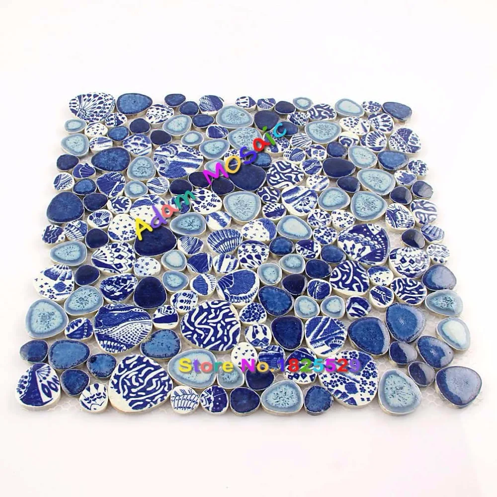 Синий галечный плитка Простыни Детские Бассейны деко Керамика Кухня Ванная