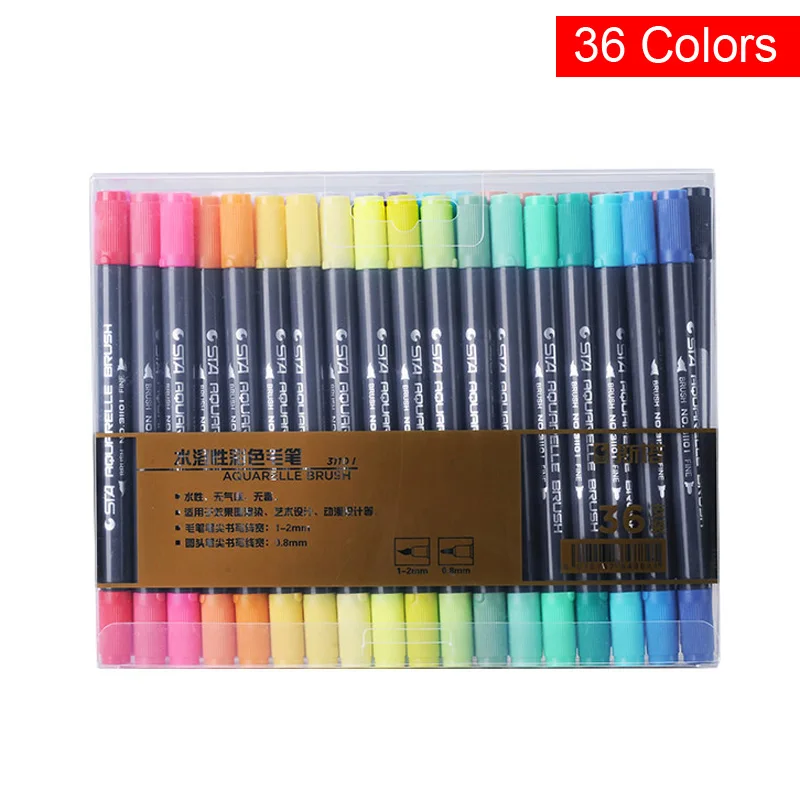 36 Colors 80 цветов, двойная головка, художественный растворимый цветной эскиз, маркер, ручка, набор для рисования, дизайн, краски, художественные маркеры, ручки, принадлежности - Цвет: 36 Colors