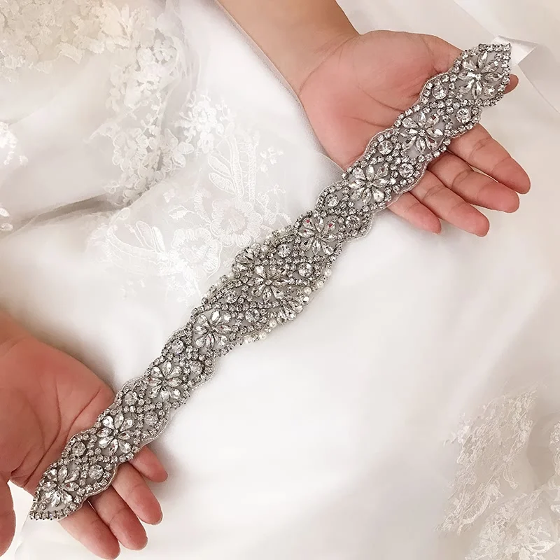 

Rhinestone Pearl Wedding Belts Flower Satin Wedding Dress Bridal Ribbon Belt Party Bridesmaid Dress Girdle Lady