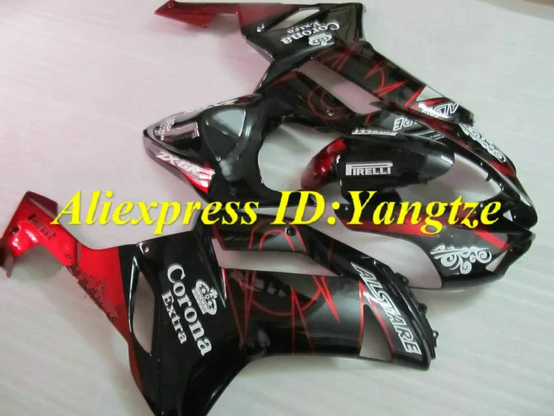 Комплект обтекателей для мотоцикла KAWASAKI Ninja ZX6R 07 08 636 2007 2008 Корона Красный Черный